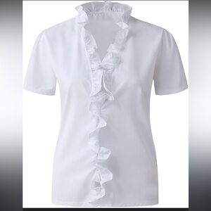 White Ruffled Blouse with Elegant Details small new
